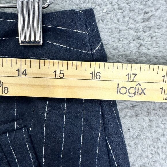 LOFT mini skirt womens 8 blue striped wool blend nautical preppy corpcore career - Picture 2 of 6